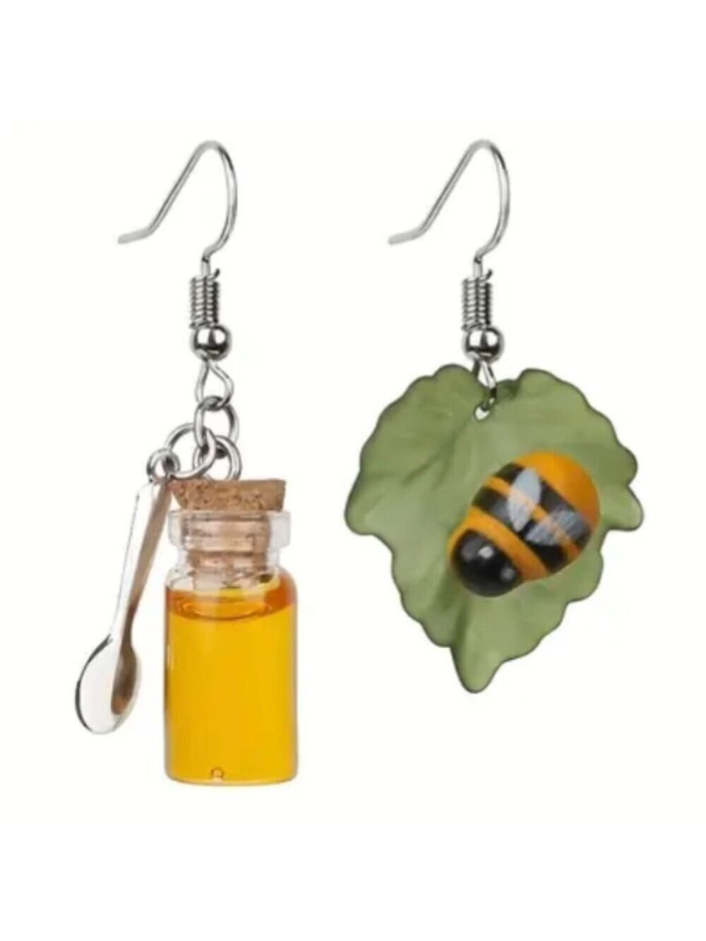 Earrings--Bee & Honey Asymmetrical Danglies